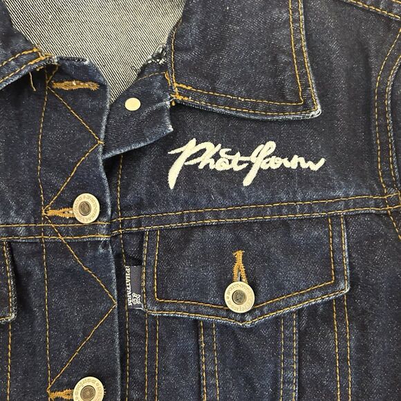 Men's Phatfarm Denim Jacket Size Small Jean Y2K Trucker Jacket Dark Wash S - Picture 6 of 8